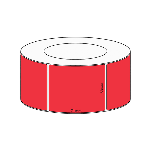 58x58mm Red Direct Thermal Permanent Label, 2450 per roll, 76mm core