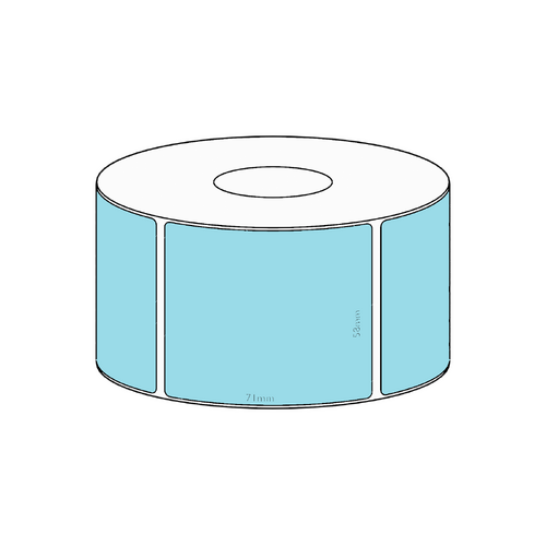 58x71mm Blue Direct Thermal Permanent Label, 700 per roll, 38mm core