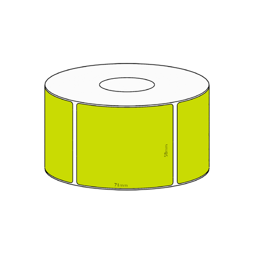 58x71mm Green Direct Thermal Permanent Label, 2050 per roll, 76mm core