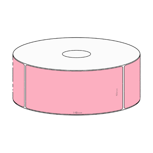 60x148mm Pink Direct Thermal Permanent Label, 350 per roll, 38mm core