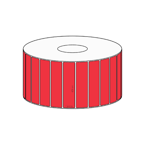 60x15mm Red Direct Thermal Permanent Label, 2800 per roll, 38mm core