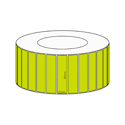 60x15mm Green Direct Thermal Permanent Label, 8350 per roll, 76mm core