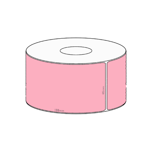 60x188mm Pink Direct Thermal Permanent Label, 250 per roll, 38mm core