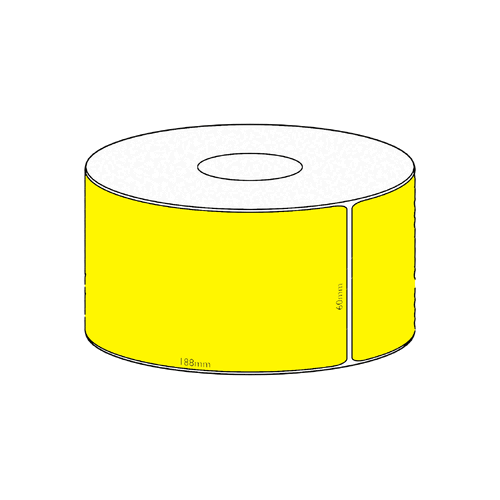60x188mm Yellow Direct Thermal Permanent Label, 800 per roll, 76mm core