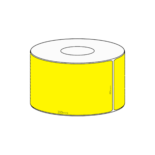 60x200mm Yellow Direct Thermal Permanent Label, 250 per roll, 38mm core