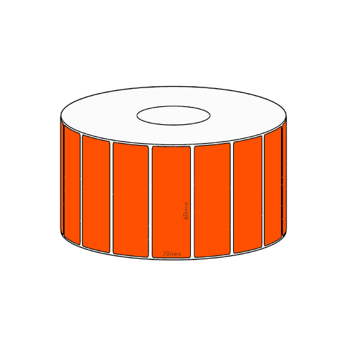 60x20mm Orange Direct Thermal Permanent Label, 2150 per roll, 38mm core