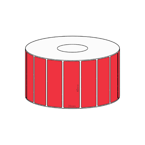 60x20mm Red Direct Thermal Permanent Label, 2150 per roll, 38mm core