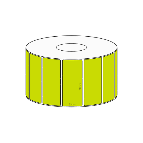 60x25mm Green Direct Thermal Permanent Label, 1800 per roll, 38mm core