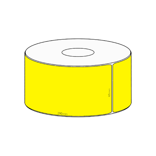 60x290mm Yellow Direct Thermal Permanent Label, 150 per roll, 38mm core