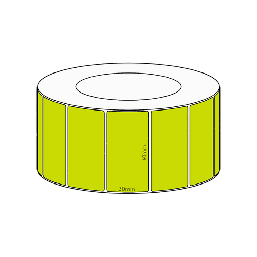 60x30mm Green Direct Thermal Permanent Label, 4550 per roll, 76mm core