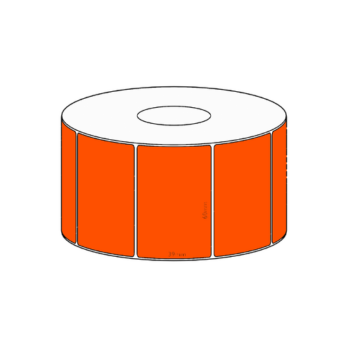 60x39mm Orange Direct Thermal Permanent Label, 1200 per roll, 38mm core
