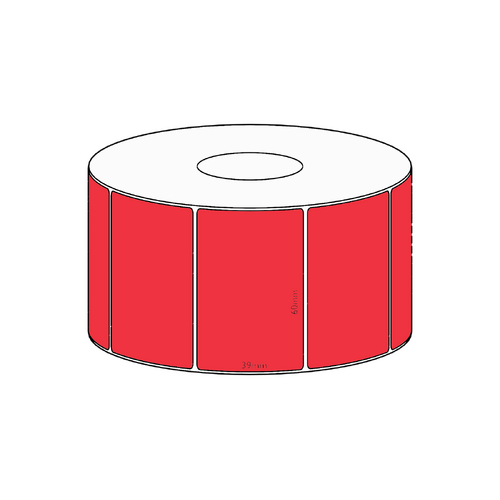 60x39mm Red Direct Thermal Permanent Label, 1200 per roll, 38mm core