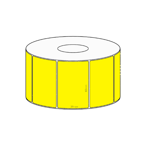 60x39mm Yellow Direct Thermal Permanent Label, 1200 per roll, 38mm core