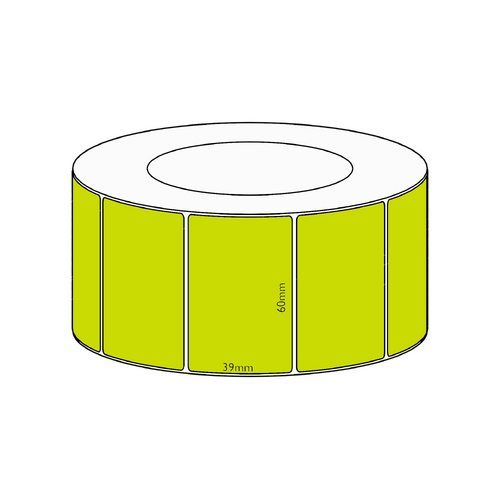 60x39mm Green Direct Thermal Permanent Label, 3550 per roll, 76mm core