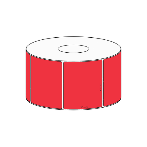 60x50mm Red Direct Thermal Permanent Label, 950 per roll, 38mm core