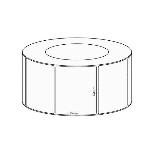 60x50mm Direct Thermal Permanent Label, 2850 per roll, 76mm core