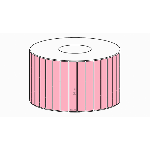 60x9mm Pink Direct Thermal Permanent Label, 4150 per roll, 38mm core