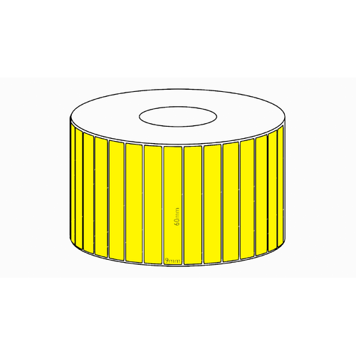 60x9mm Yellow Direct Thermal Permanent Label, 4150 per roll, 38mm core