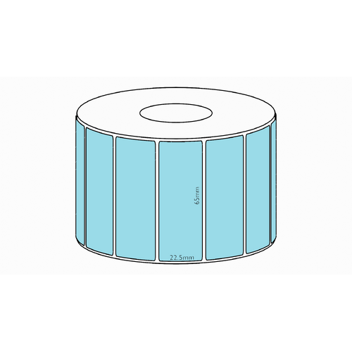 65x22.5mm Blue Direct Thermal Permanent Label, 5900 per roll, 76mm core