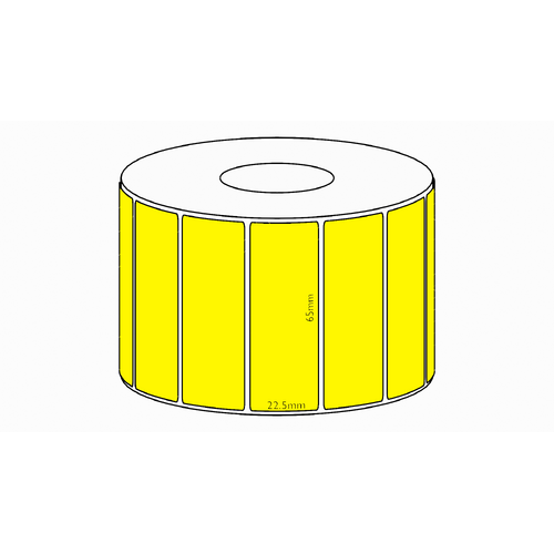 65x22.5mm Yellow Direct Thermal Permanent Label, 5900 per roll, 76mm core