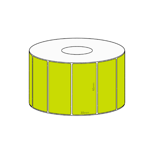 65x30mm Green Direct Thermal Permanent Label, 1500 per roll, 38mm core