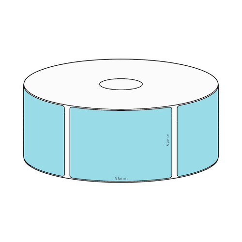 65x95mm Blue Direct Thermal Permanent Label, 500 per roll, 38mm core