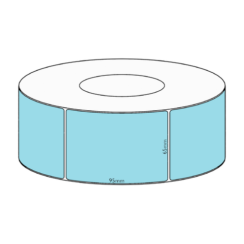 65x95mm Blue Direct Thermal Permanent Label, 1550 per roll, 76mm core