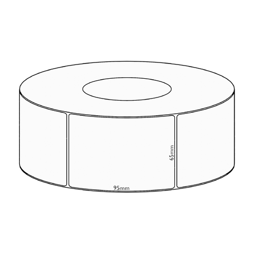 65x95mm Direct Thermal Permanent Label, 1550 per roll, 76mm core