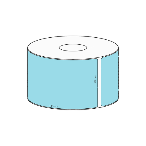 70x145mm Blue Direct Thermal Permanent Label, 350 per roll, 38mm core