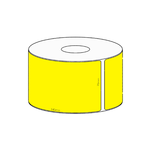 70x145mm Yellow Direct Thermal Permanent Label, 350 per roll, 38mm core