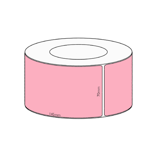 70x145mm Pink Direct Thermal Permanent Label, 1000 per roll, 76mm core