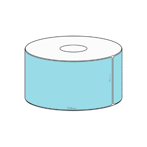 70x250mm Blue Direct Thermal Permanent Label, 200 per roll, 38mm core