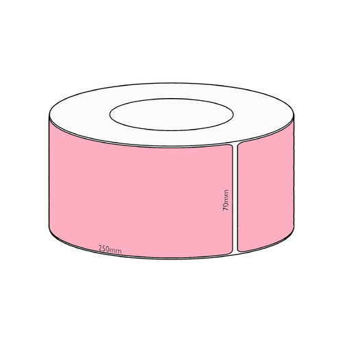 70x250mm Pink Direct Thermal Permanent Label, 600 per roll, 76mm core