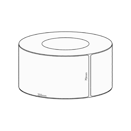 70x250mm Direct Thermal Permanent Label, 600 per roll, 76mm core