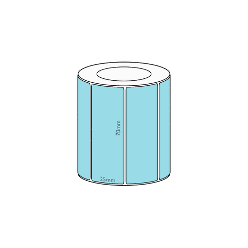 70x25mm Blue Direct Thermal Permanent Label, 1800 per roll, 38mm core