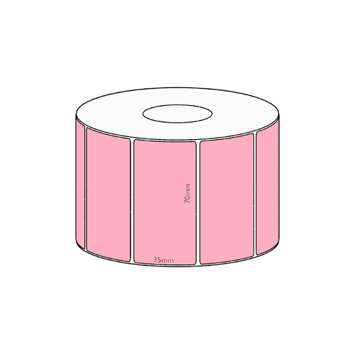 70x35mm Pink Direct Thermal Permanent Label, 1300 per roll, 38mm core