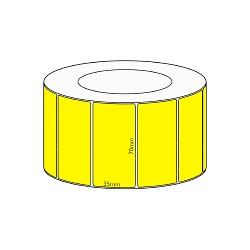 70x35mm Yellow Direct Thermal Permanent Label, 3950 per roll, 76mm core
