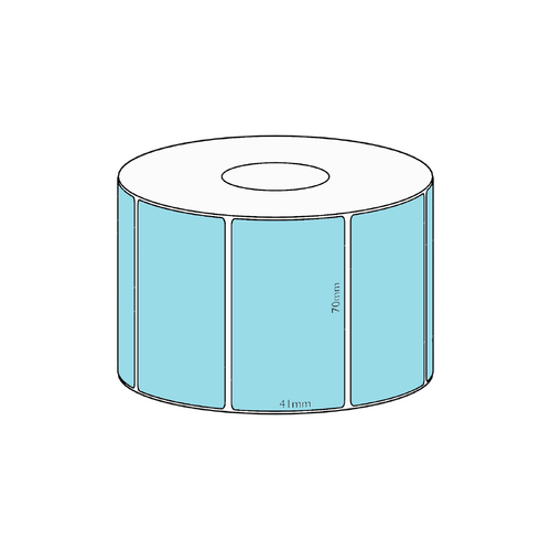 70x41mm Blue Direct Thermal Permanent Label, 1150 per roll, 38mm core