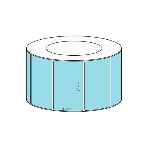 70x41mm Blue Direct Thermal Permanent Label, 3400 per roll, 76mm core