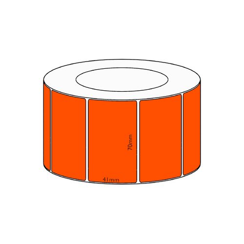 70x41mm Orange Direct Thermal Permanent Label, 3400 per roll, 76mm core