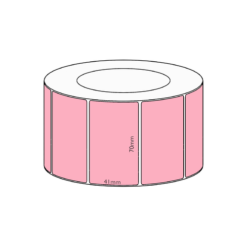 70x41mm Pink Direct Thermal Permanent Label, 3400 per roll, 76mm core