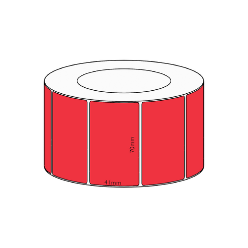 70x41mm Red Direct Thermal Permanent Label, 3400 per roll, 76mm core
