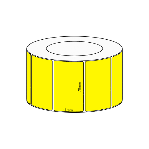 70x41mm Yellow Direct Thermal Permanent Label, 3400 per roll, 76mm core