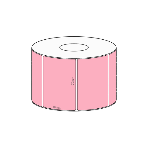 70x48mm Pink Direct Thermal Permanent Label, 1000 per roll, 38mm core