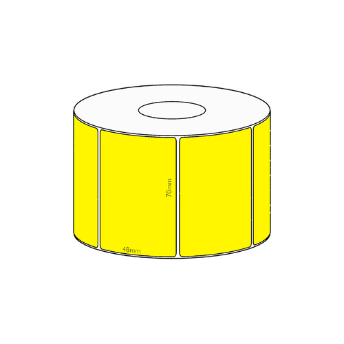 70x48mm Yellow Direct Thermal Permanent Label, 1000 per roll, 38mm core