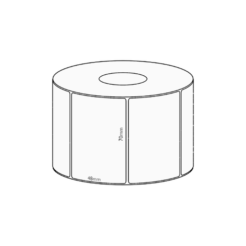 70x48mm Direct Thermal Permanent Label, 1000 per roll, 38mm core