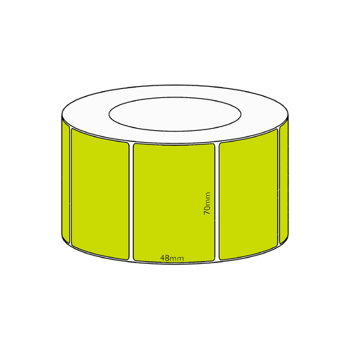 70x48mm Green Direct Thermal Permanent Label, 2950 per roll, 76mm core