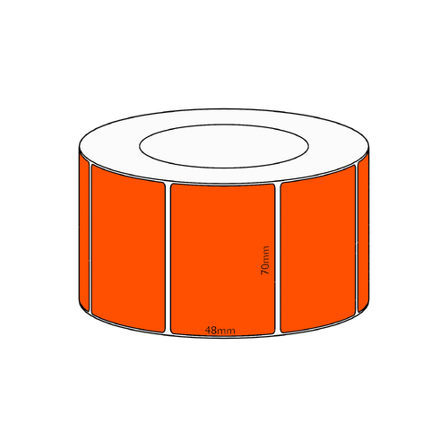 70x48mm Orange Direct Thermal Permanent Label, 2950 per roll, 76mm core