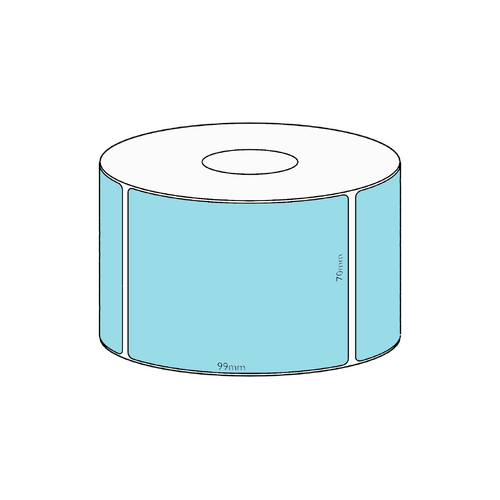 70x99mm Blue Direct Thermal Permanent Label, 500 per roll, 38mm core