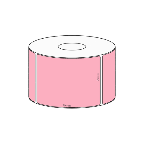 70x99mm Pink Direct Thermal Permanent Label, 500 per roll, 38mm core